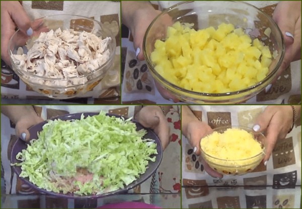 Подготавливают продукты для салата